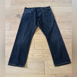 Levis 514 Slim‎ Straight Jeans 36x30 Faded Black Stitch Flap Pocket (937)